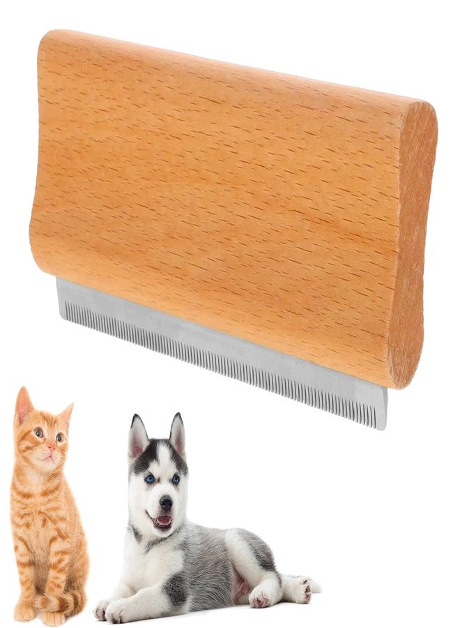 DEEUCHIS Wooden Deshedding Brush for Dogs, Cats & Horses, Deshedding Grooming Tool Curry Comb Pet Hair Removal Tool, Deshedding Dog Brush Combs for All Hair Types (4.33 Inch) - Image 1